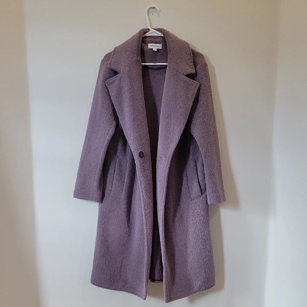 Nordstrom Lavender Notch Collar Textured Coat, Size Small - Picture 2 of 7